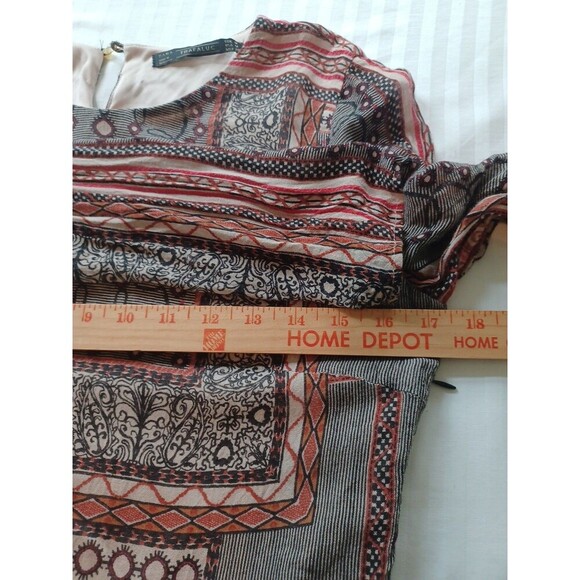 Zara black paisley slim mididress M long sl. boho hippie whimsigoth ethnic flaw - Picture 11 of 16